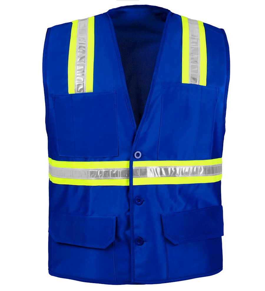 BT6038RB Blue Botton Closure Safety Vest